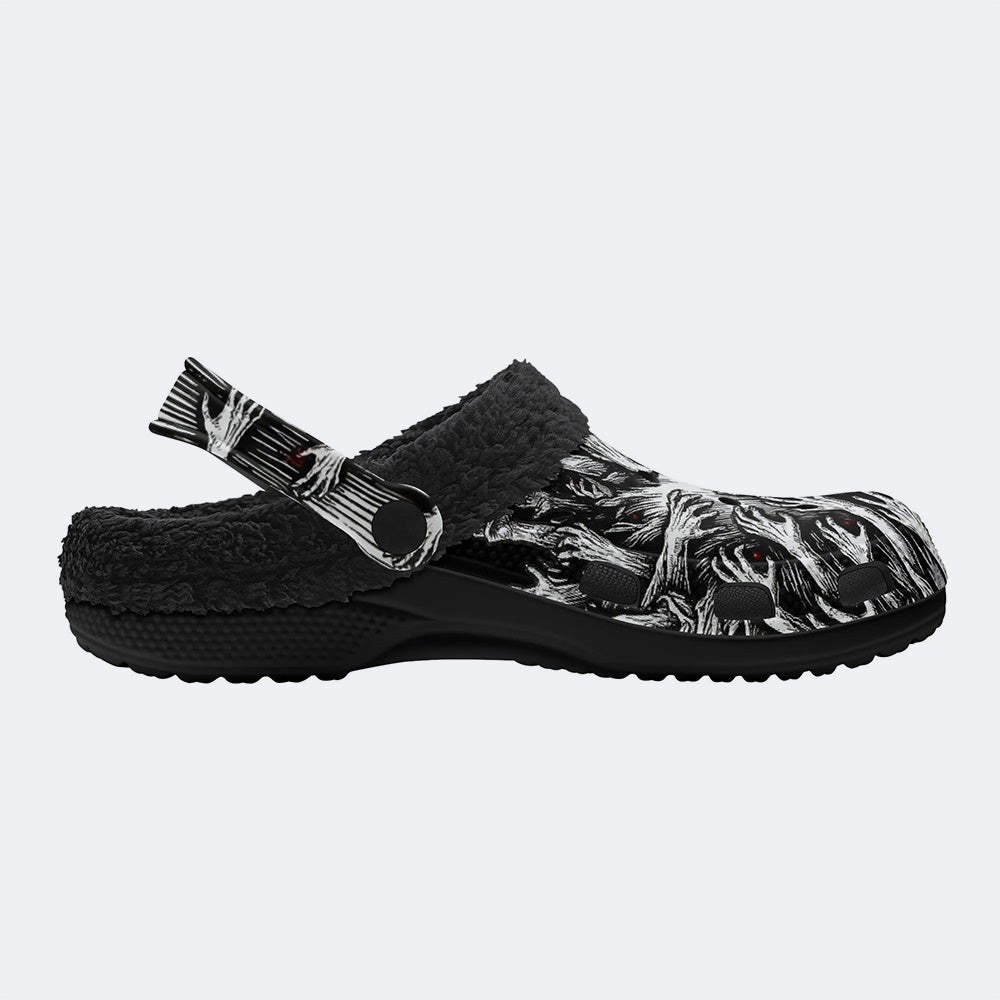 Climbing out of the abyss Print Fleece-Lined Clogs
