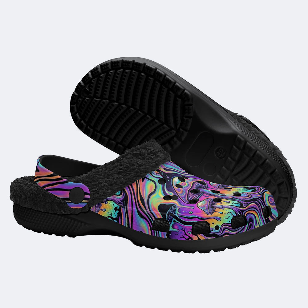 Mushroom Ink Forest Fleece-Lined Clogs