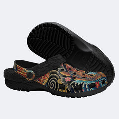 Irezumi Carp&Cherry blossom blizzardTraditional Cloud  Print Fleece-Lined Clogs