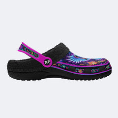Floral Eagle Print Fleece-Lined Clogs