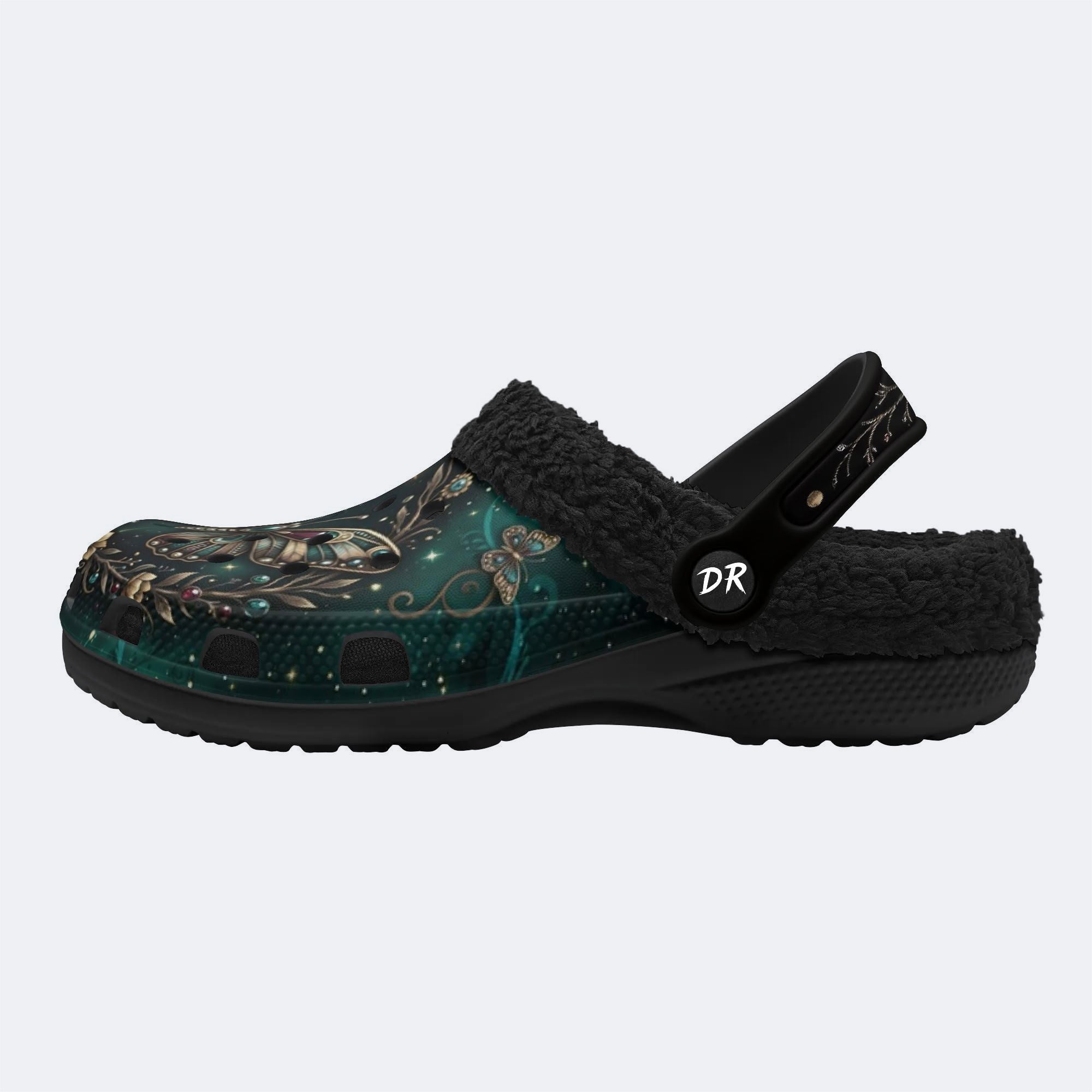 Dark Night Radiant Gem Butterfly Dance Print Clogs