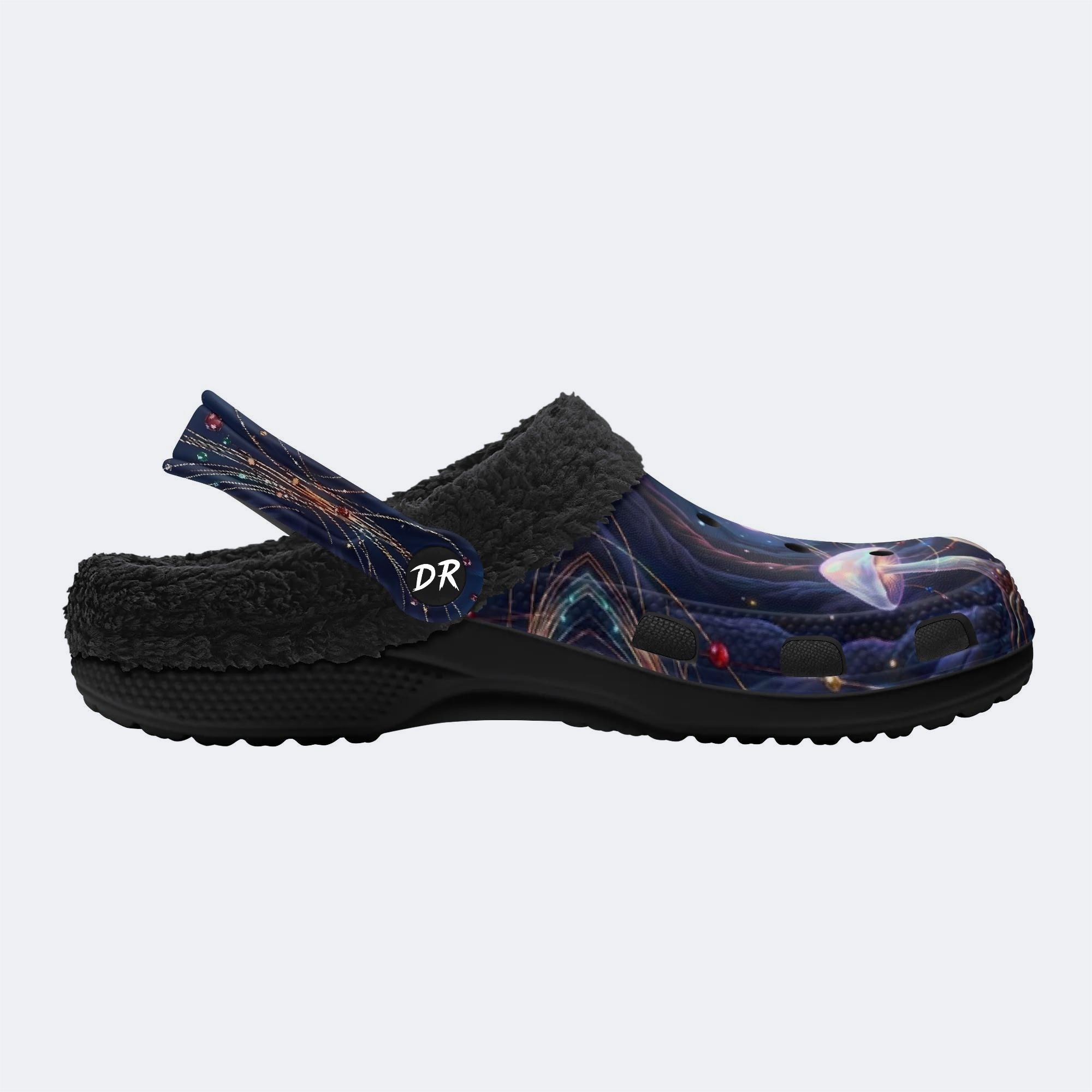 Bioluminescent Mushroom in the Cave Print Fleece-Lined Clogs
