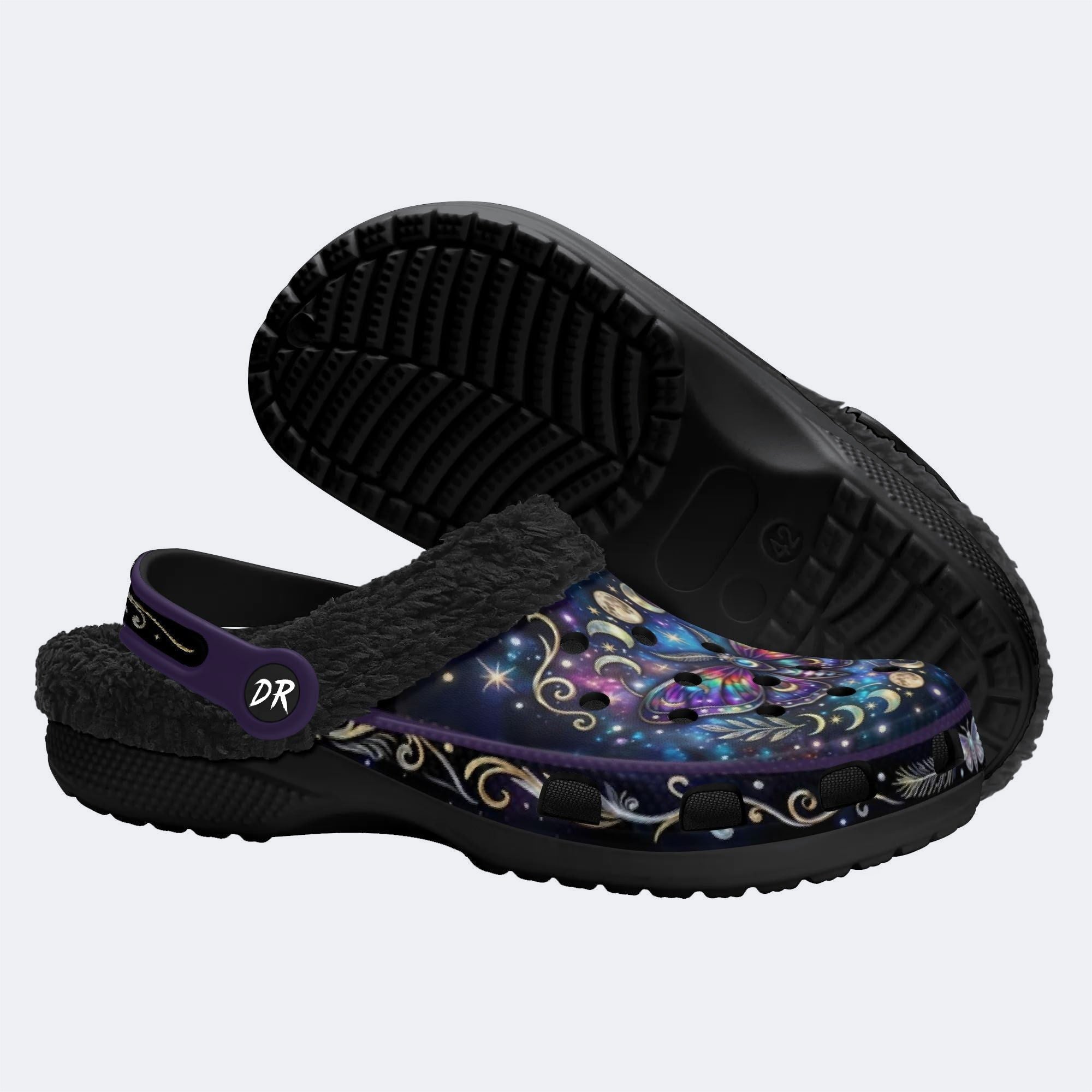 Jewel Moth Vintage Wreath Print Clogs