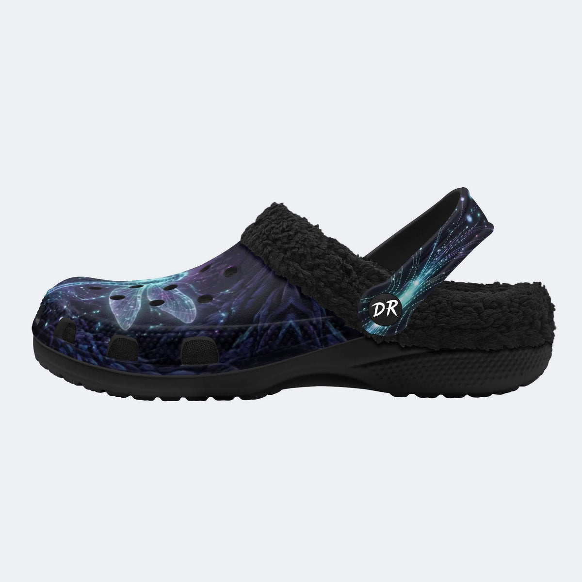 Glowing dragonfly Print Fleece-Lined Clogs
