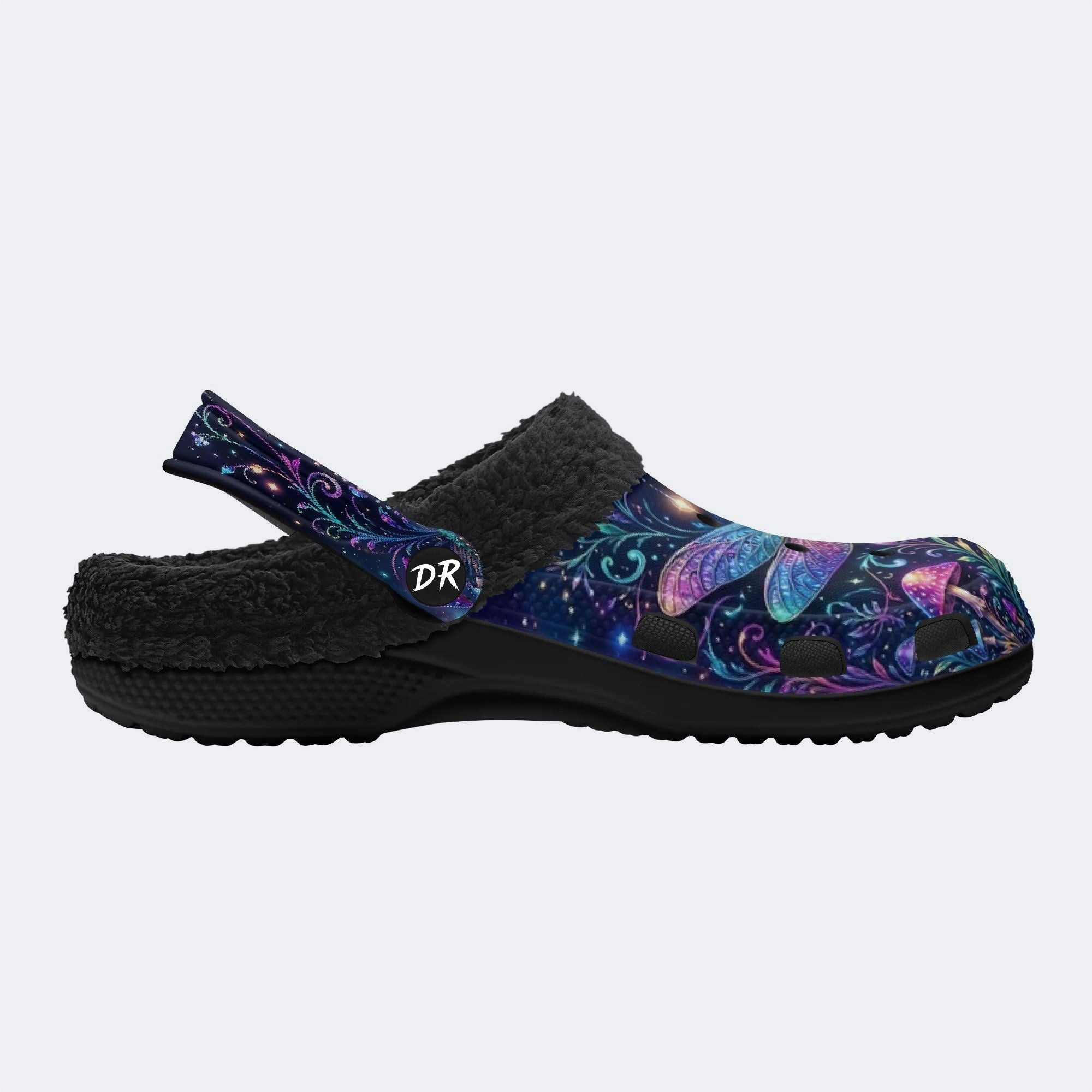 Psychedelic Mushroom Dragonfly Print Clogs