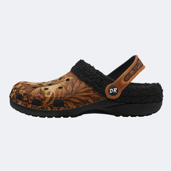 Tropical Ginger Cat Print Fleece-Lined Clogs