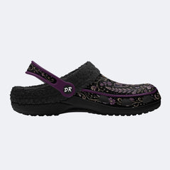 Celestial Floral Butterfly Print Fleece-Lined Clogs