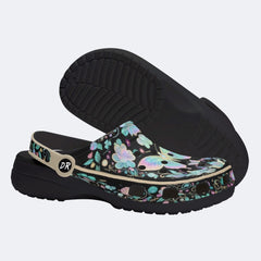 Iridescent Psychedelic Butterfly Wreath Print Clogs