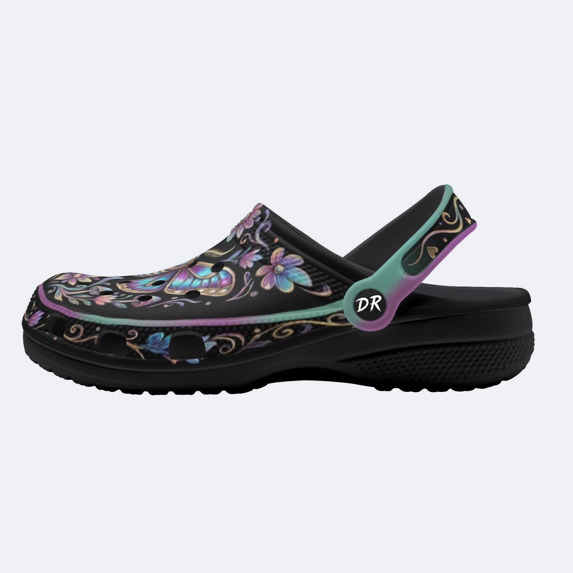 Jewel Moth Mushroom Wreath Print Clogs