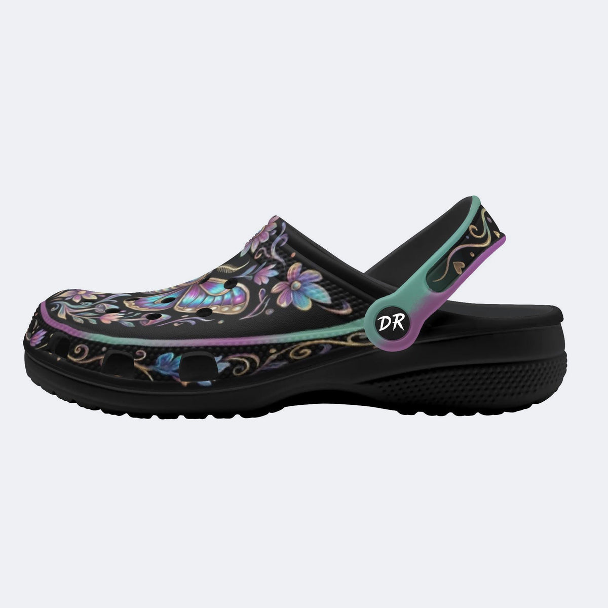 Jewel Moth Mushroom Wreath Print Clogs