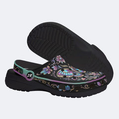 Jewel Moth Mushroom Wreath Print Clogs