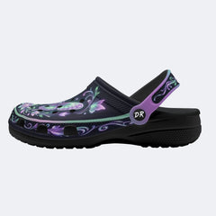 Night-lit Fluorescent Butterfly Vine Print Clogs