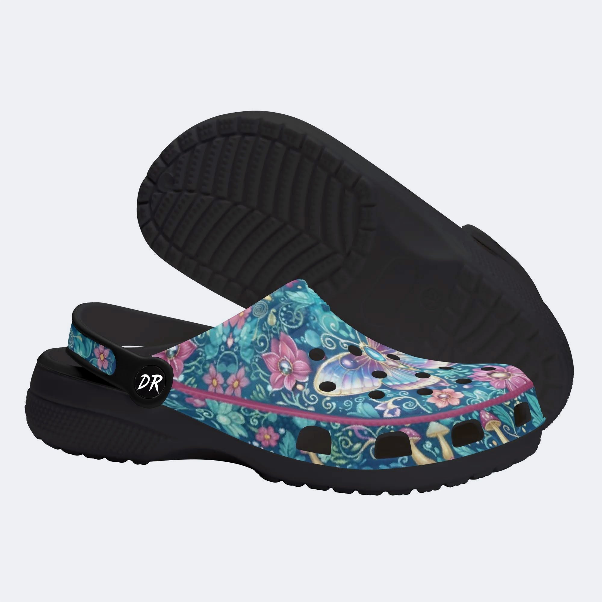 Butterfly Dance in the Phantom Forest Print Fleece-Lined Clogs