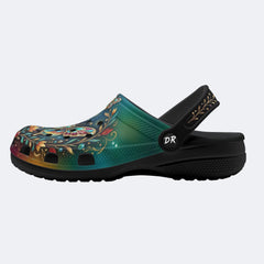 Brilliant Butterfly on Vines Print Fleece-Lined Clogs