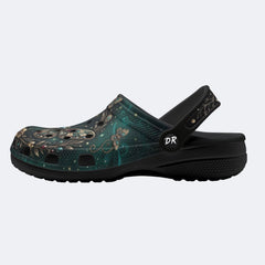 Dark Night Radiant Gem Butterfly Dance Print Fleece-Lined Clogs