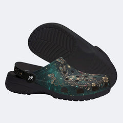 Dark Night Radiant Gem Butterfly Dance Print Clogs
