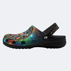 Dreamy Butterfly Dancing Among Flowers Print Fleece-Lined Clogs