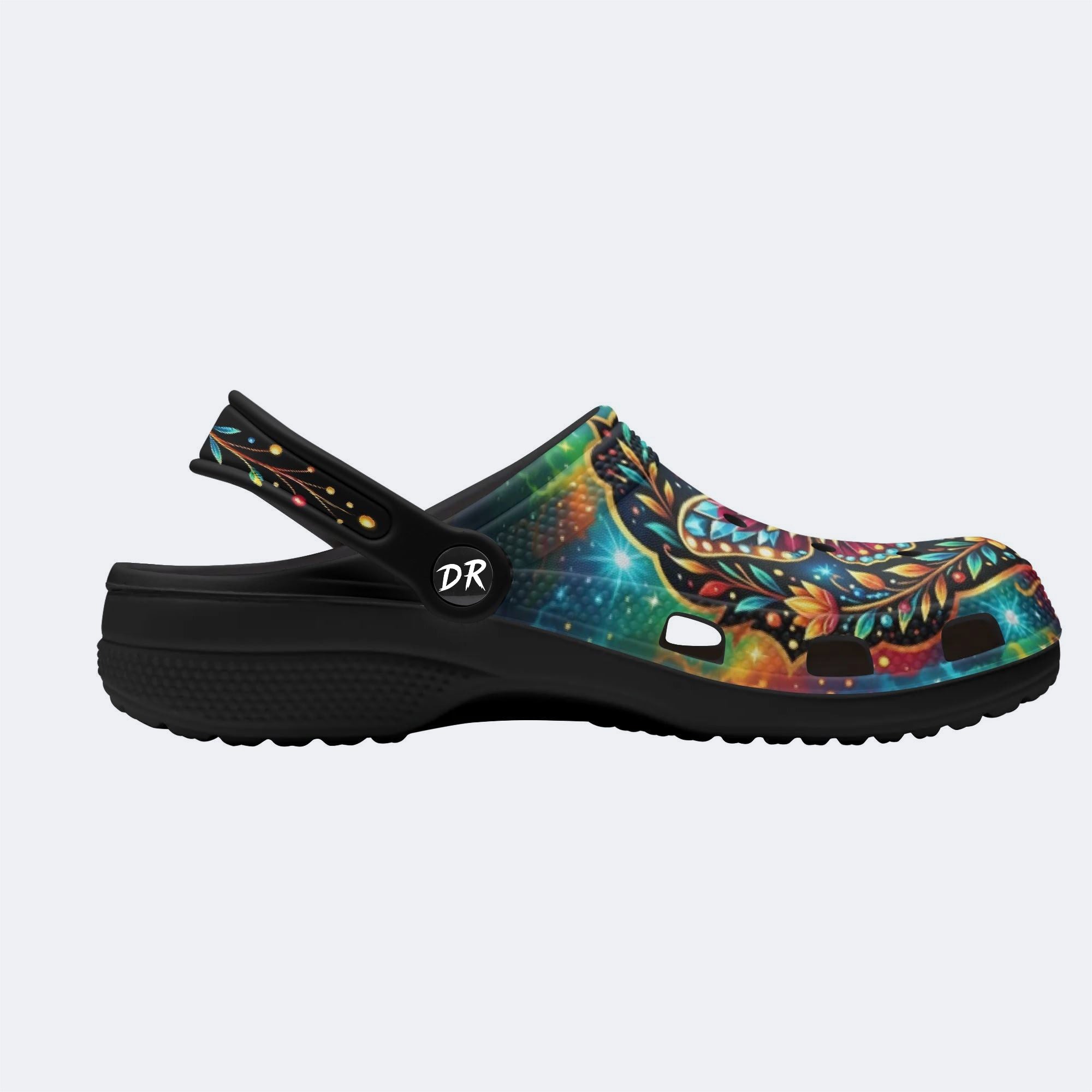 Dreamy Butterfly Dancing Among Flowers Print Clogs
