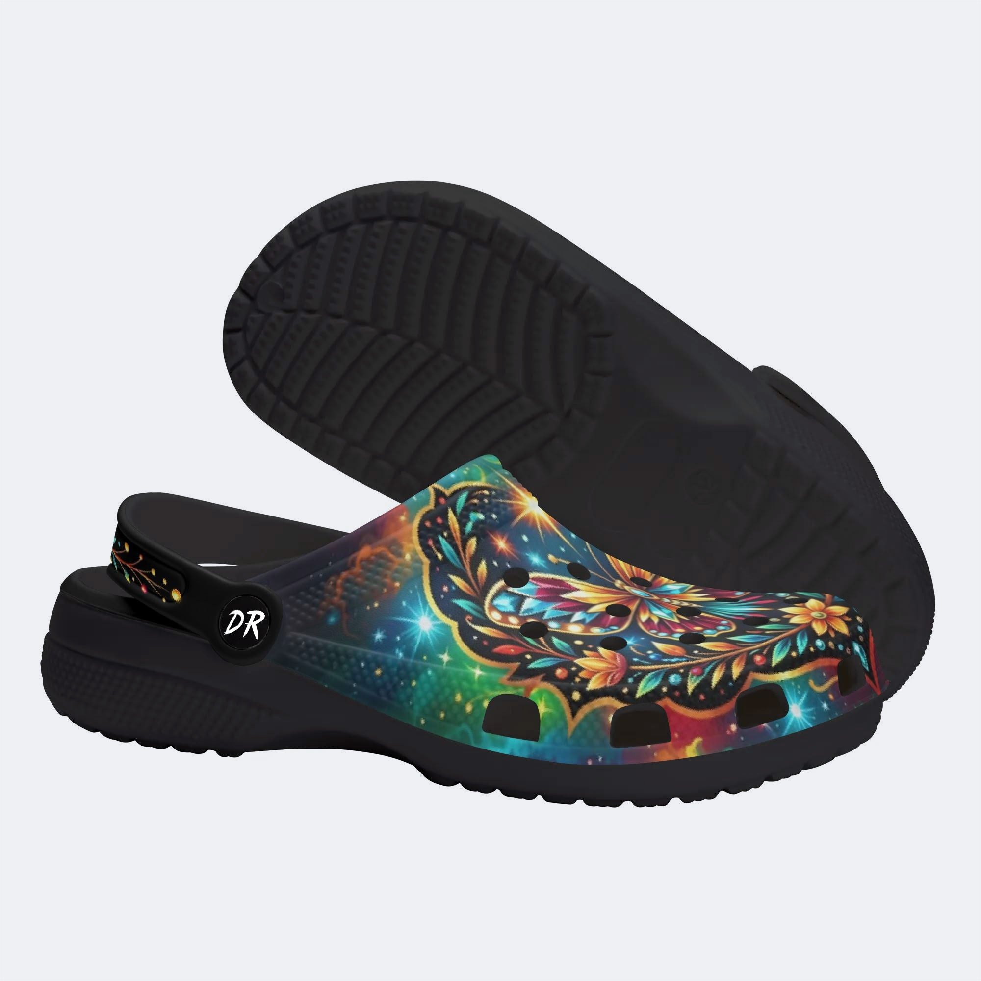 Dreamy Butterfly Dancing Among Flowers Print Fleece-Lined Clogs