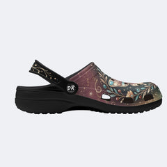 Fantasy Butterfly Flower Cluster Print Clogs