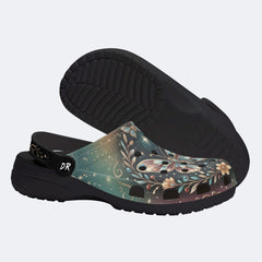 Fantasy Butterfly Flower Cluster Print Clogs
