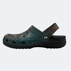 Retro Skull Moth Flowers Print Clogs