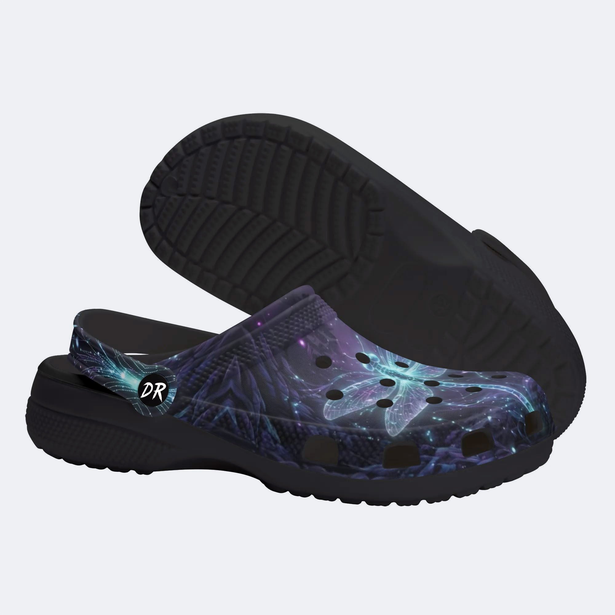 Glowing dragonfly Print Fleece-Lined Clogs