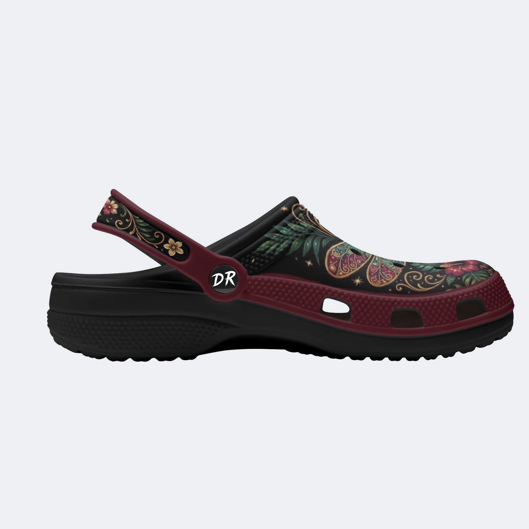 Jewel Dragonfly Flora Print Clogs