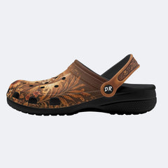 Tropical Ginger Cat Print Fleece-Lined Clogs