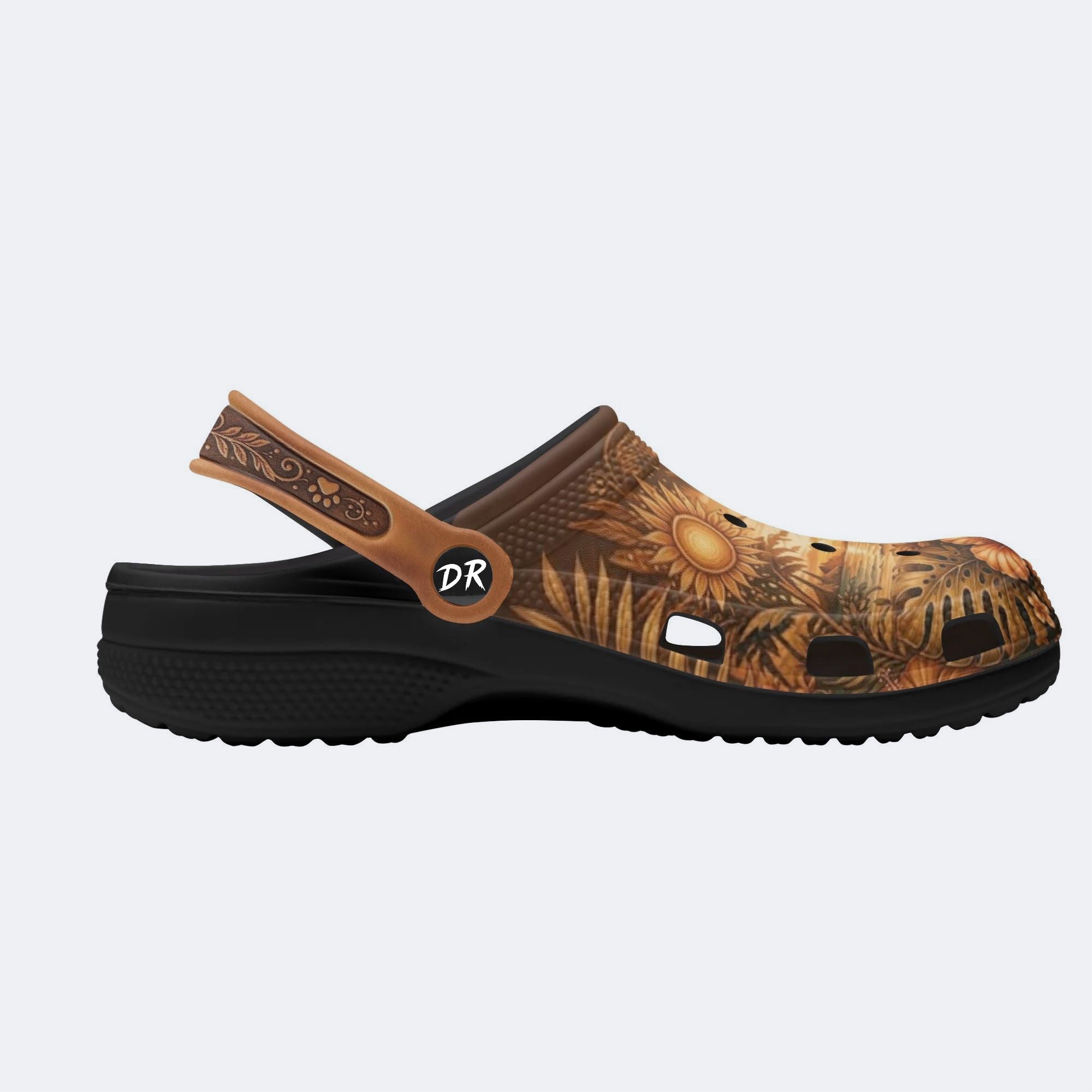 Tropical Ginger Cat Print Fleece-Lined Clogs