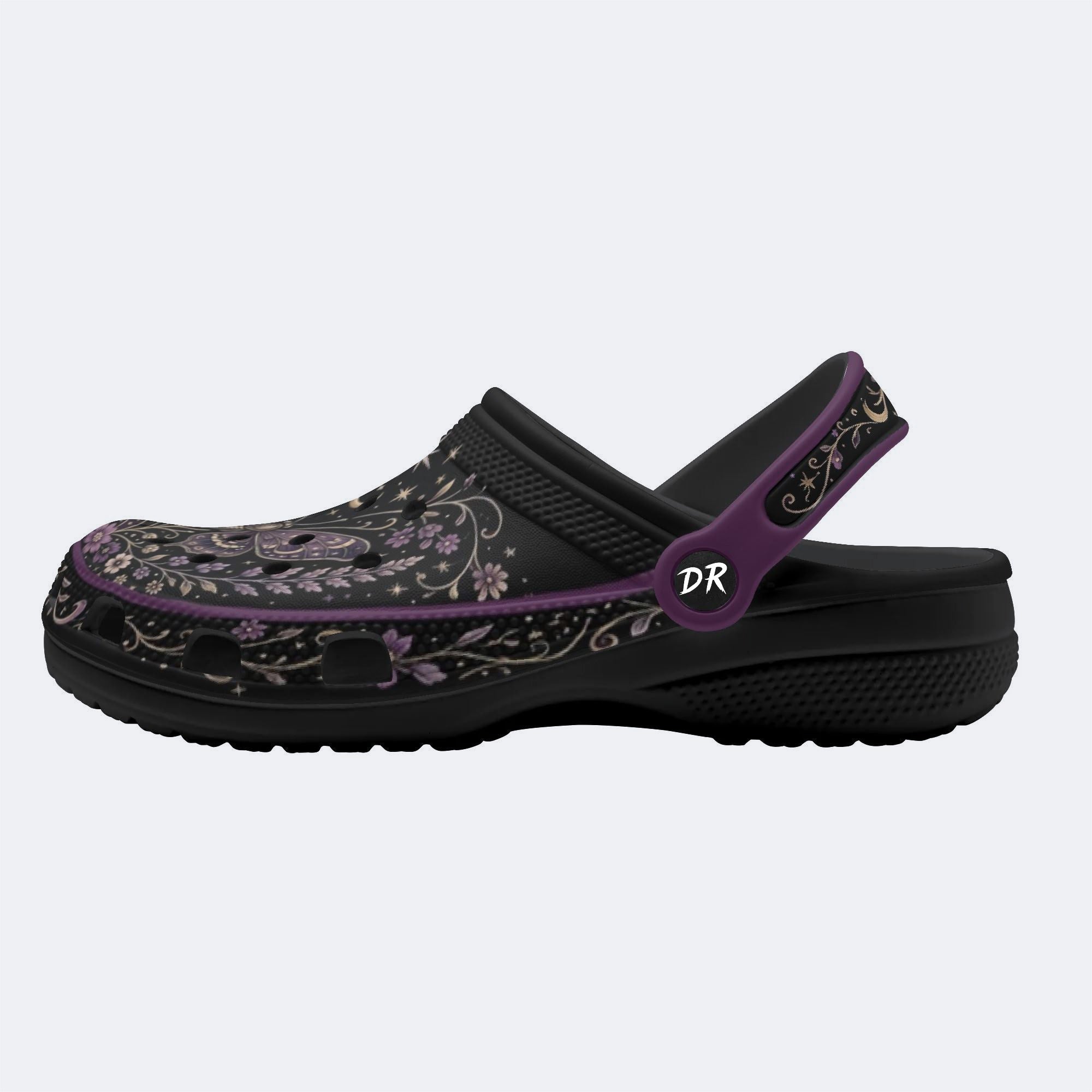 Celestial Floral Butterfly Print Clogs