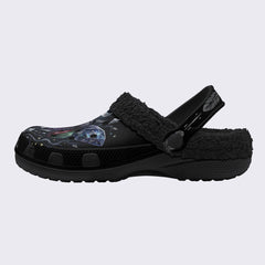 Obsidian Moth Print Fleece-Lined Clogs