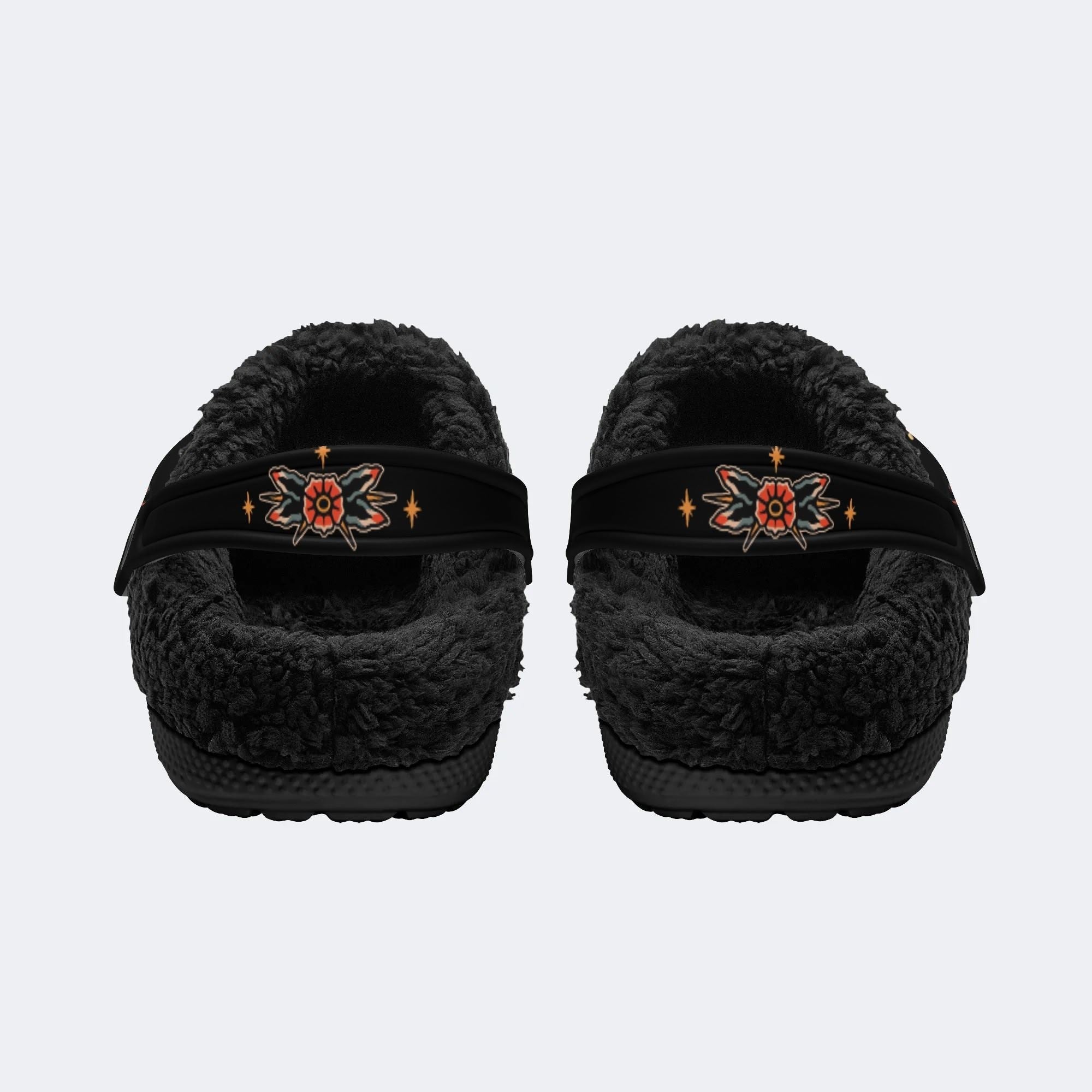 Vintage Snake And Tiger Print - Fur Lined Slippers/Sandals