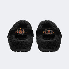 Vintage Snake And Tiger Print - Fur Lined Slippers/Sandals