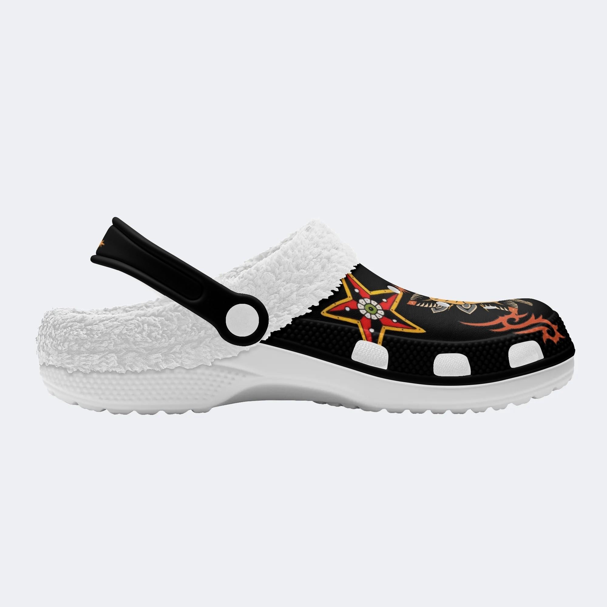 Grim Reaper Flowers Print - Fur Lined Slippers/Sandals