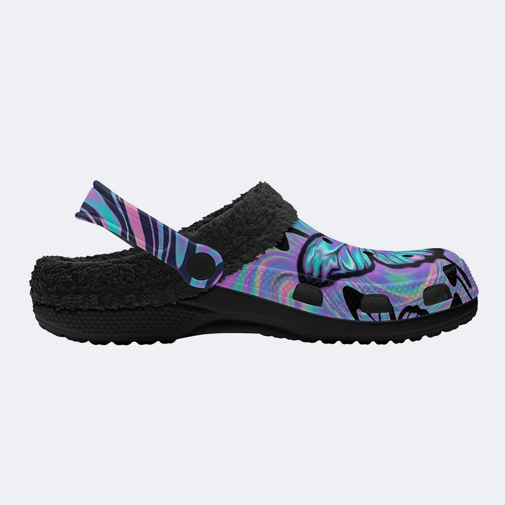 Liquid Ink Moth Fleece-Lined Clogs