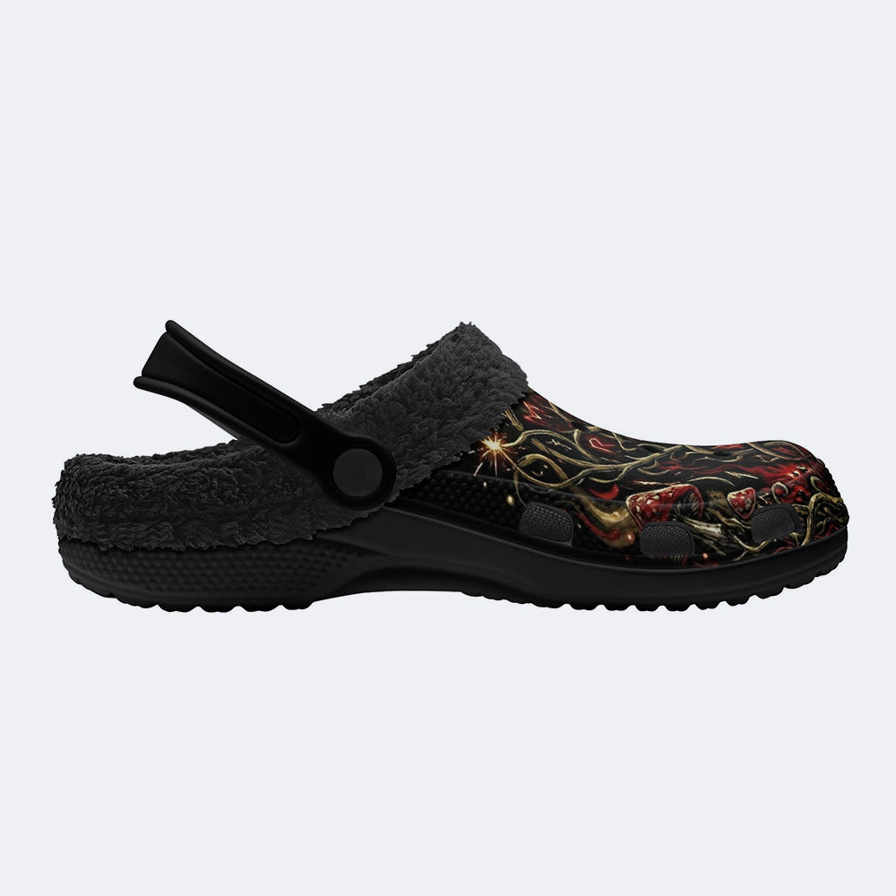 Strange Mushroom Forest Print Fleece-Lined Clogs
