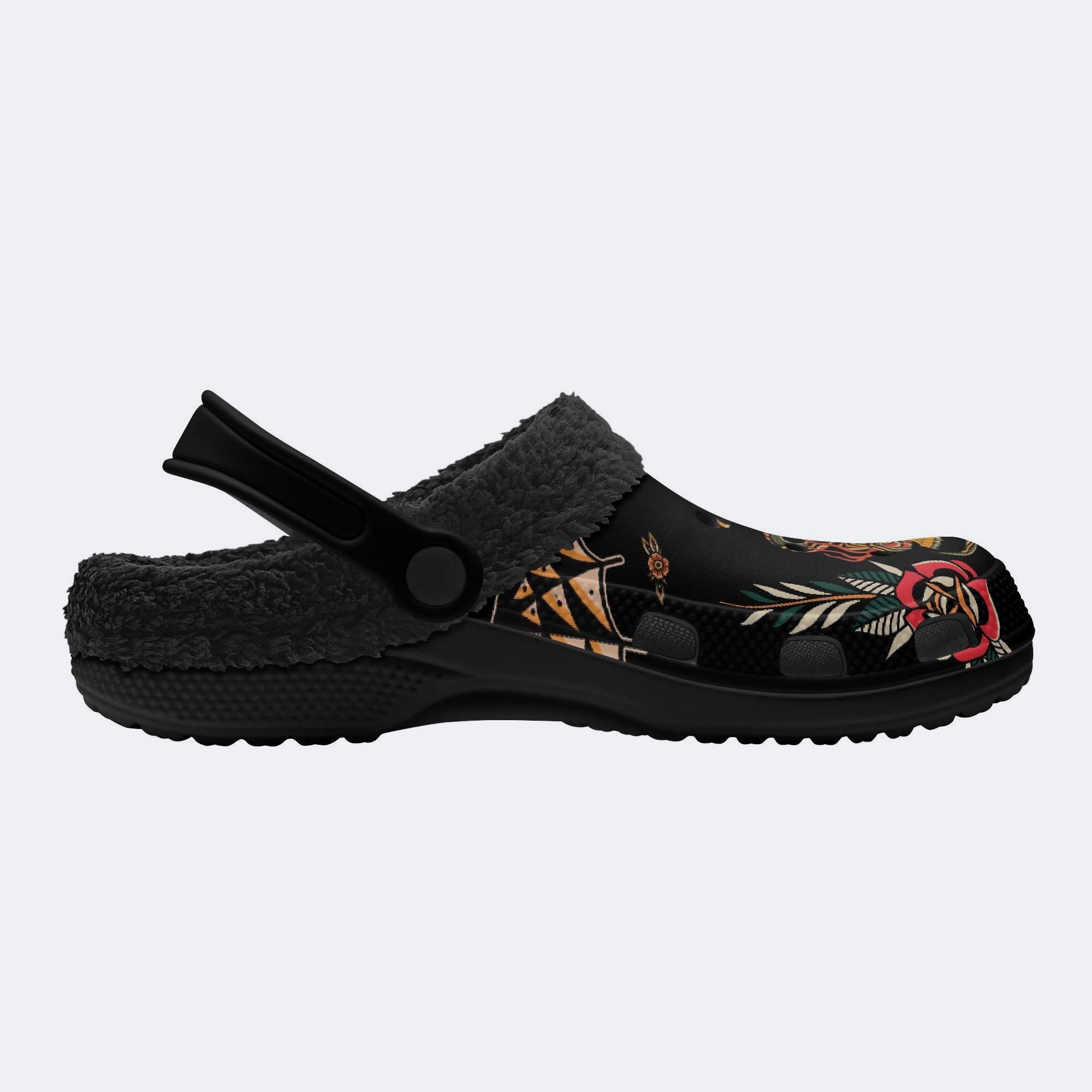 Old School Tiger & Snake Print Fleece-Lined Clogs
