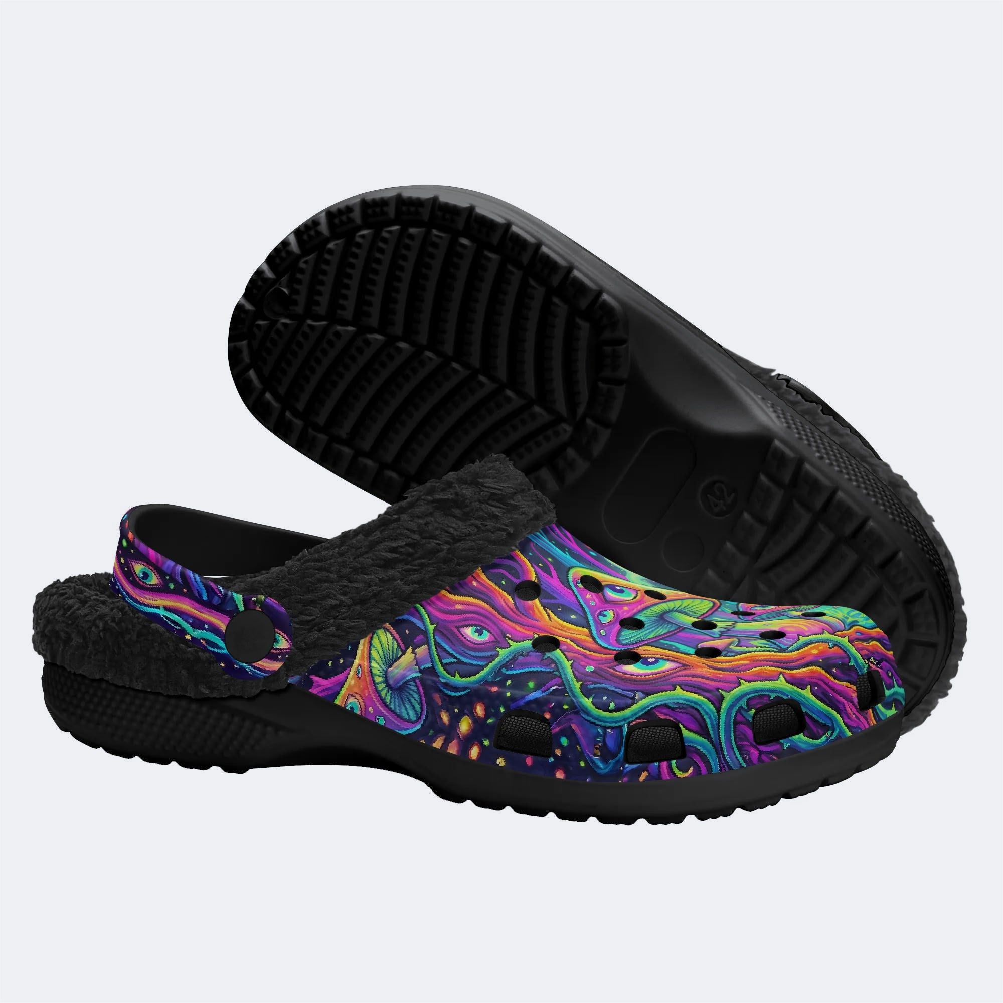 Psychedelic Forest Glowing Mushroom Print Clogs