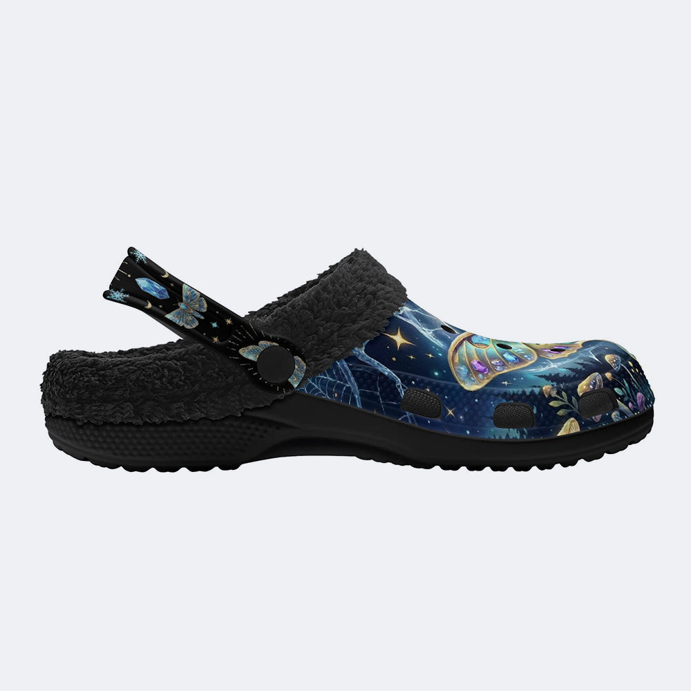Ice Crystal Light Moth Print Clogs
