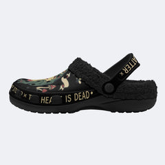 Frog Old-school Tattoo & Slogan Print Fleece-Lined Clogs