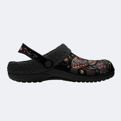 Death Moth Vintage Valentine Garland Print Fleece-Lined Clogs