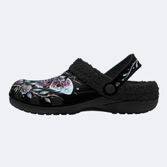 Ice Crystal Garland Death Moth Print Fleece-Lined Clogs
