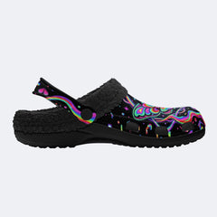 Death Moth Liquid Spectrum Love Ritual Print Fleece-Lined Clogs