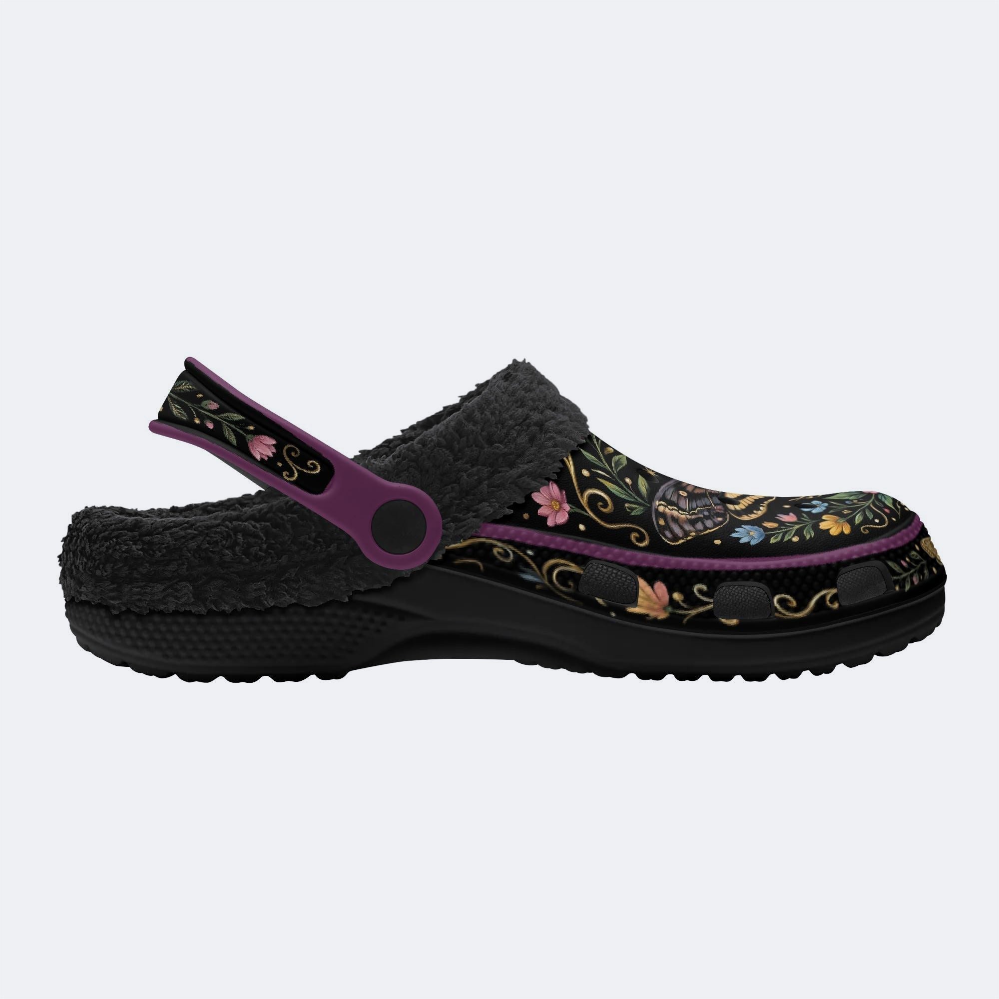 Death Moth Vintage Wreath Print Clogs