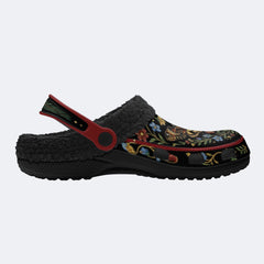 Death Moth Vintage Wreath Print Fleece-Lined Clogs