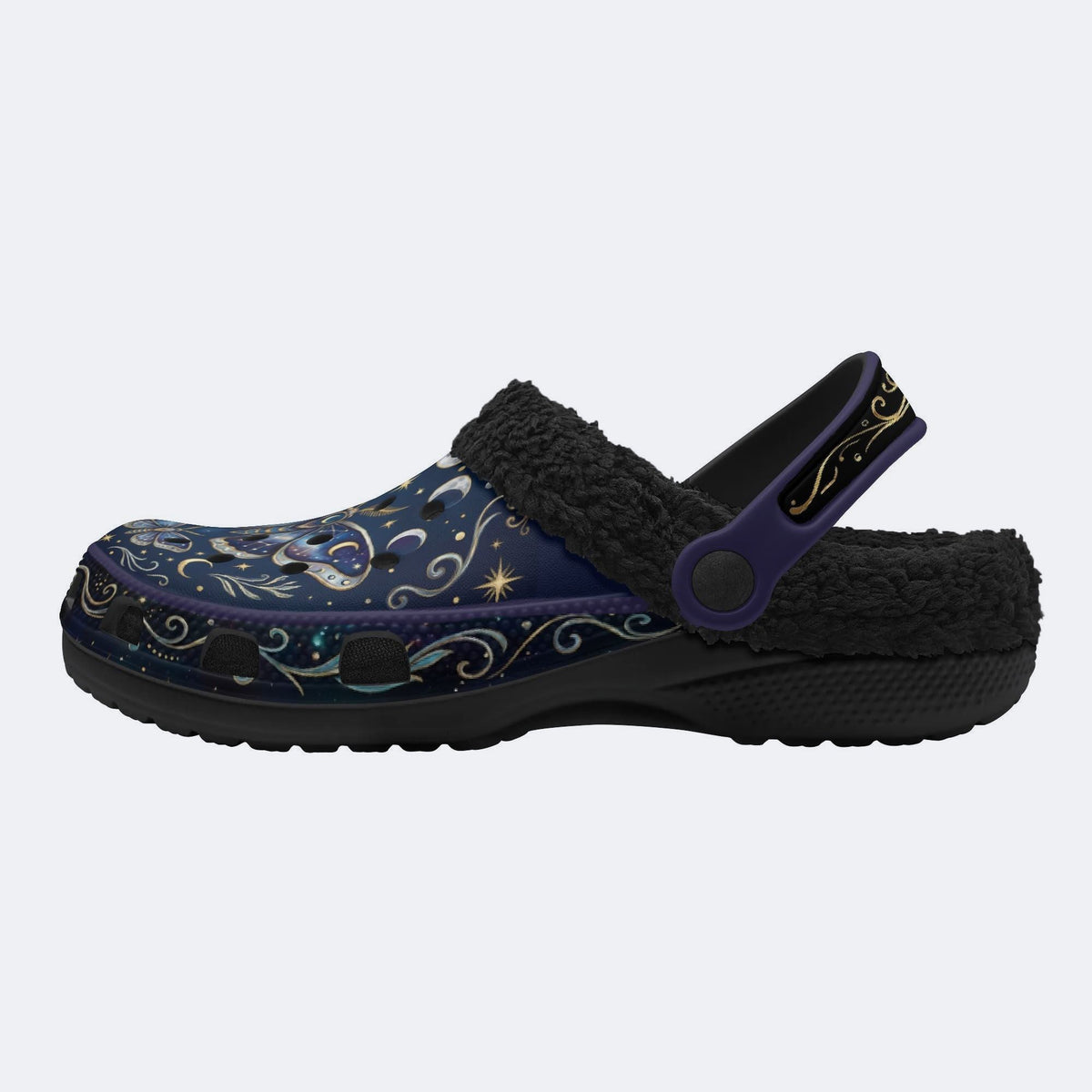 Starry Jewel Moth Print Fleece-Lined Clogs