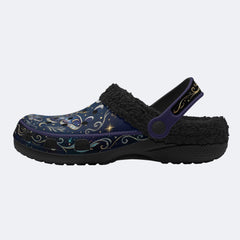 Starry Jewel Moth Print Fleece-Lined Clogs