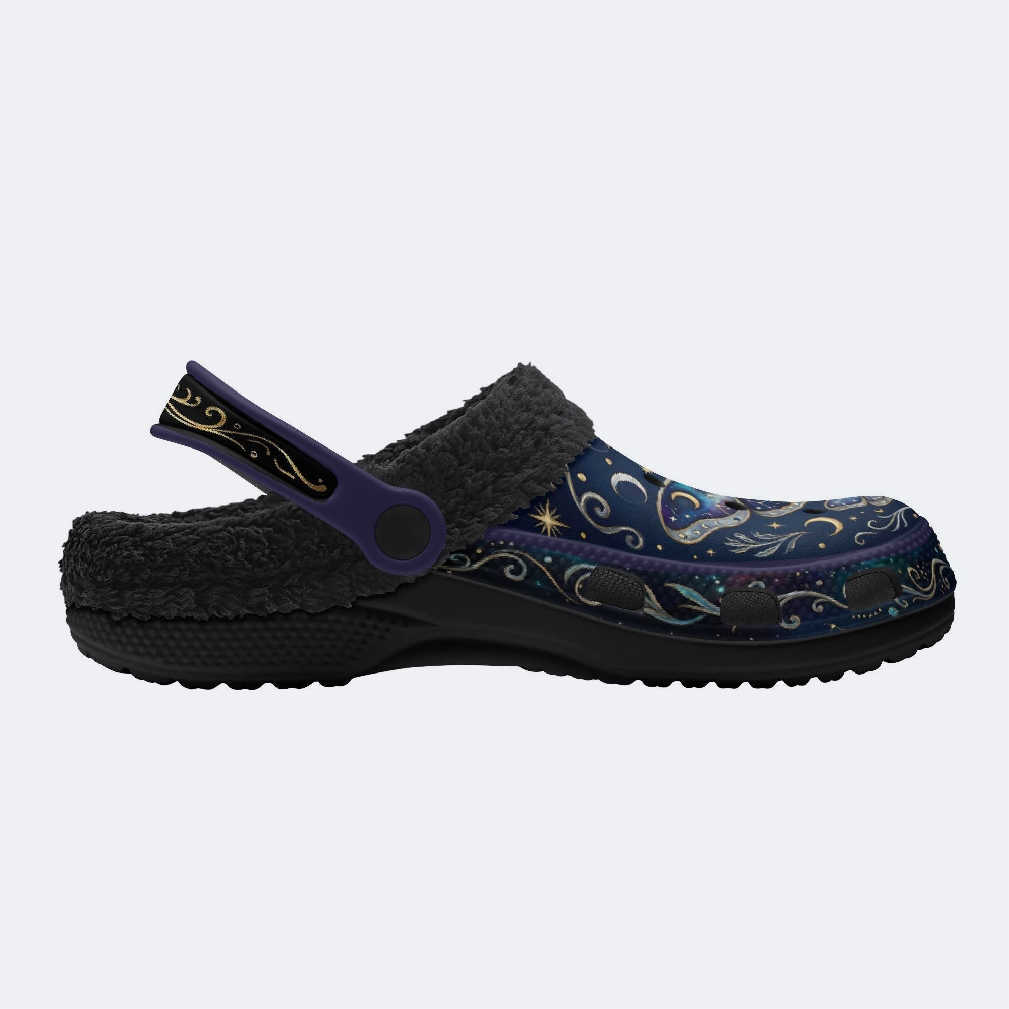 Starry Jewel Moth Print Fleece-Lined Clogs