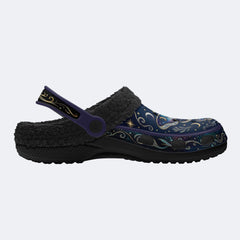 Starry Jewel Moth Print Fleece-Lined Clogs